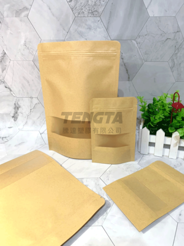 牛皮紙霧面磨砂開窗夾鏈袋 食品立袋-1