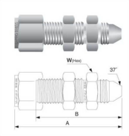 37° Flare Bulkhead Union