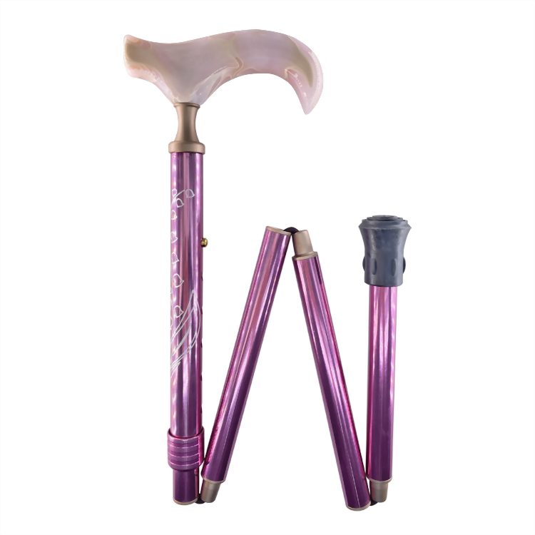 Baroque carved folding leisure cane noble purple lightweight aluminum alloy