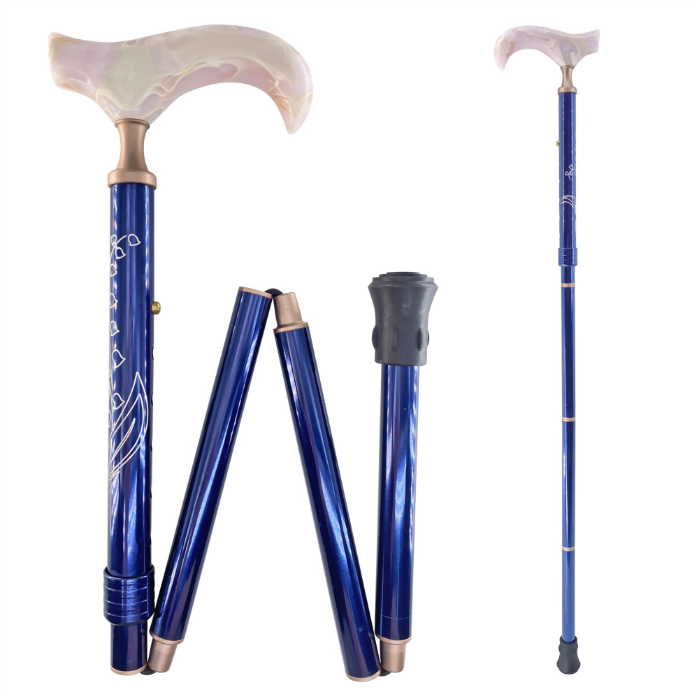 Cherry blossom carving fold Leisure Cane Noble purple Lightweight Aluminum alloy
