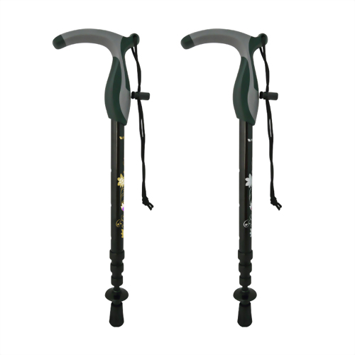 Flower-紅／紫 四段式避震行走杖 T型握把