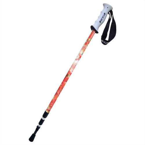 鳳凰花 三段式避震登山杖 直立握把