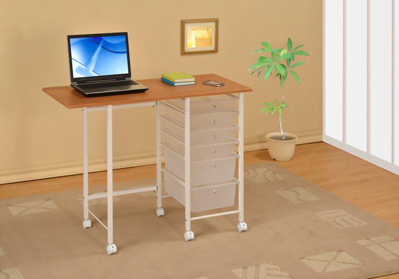 Foldable Student Desk W 6 Drawers