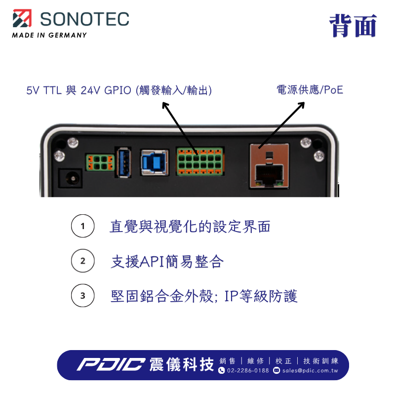SONASCREEN&reg; Sensor 固定式超聲波感測器 反面