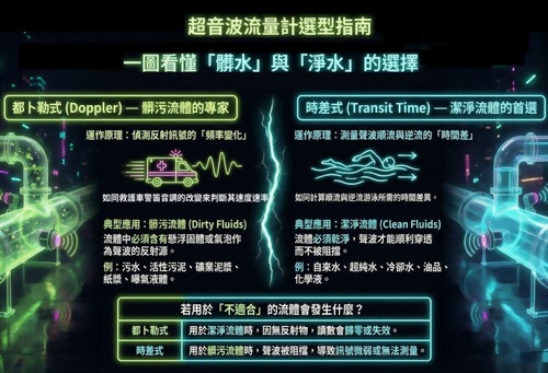 超音波流量計怎麼選？都卜勒式 vs 時差式差異與選型指南