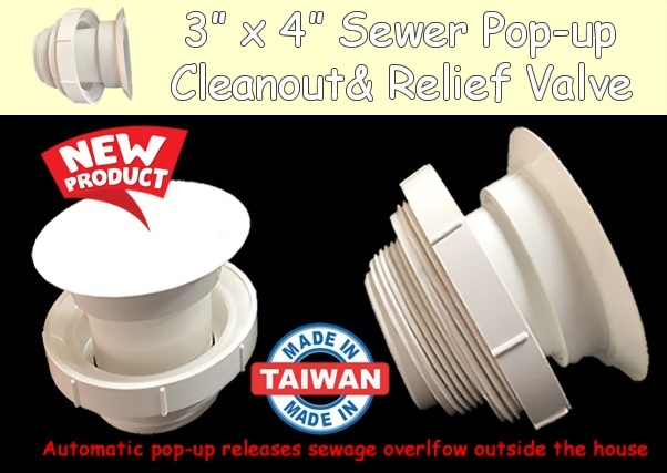thumbnail image 2 of 3 In. X 4 In. PVC Sewer Popper Cleanout And Relief Valve - Schedule 40, White, Threaded 2 of 4