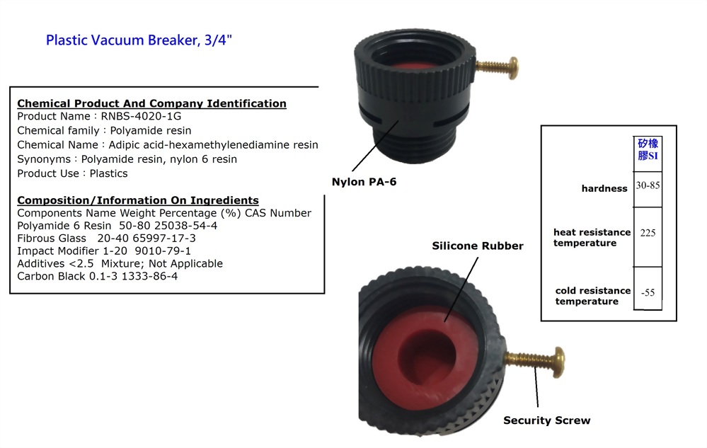 Plastic Vacuum Breaker Backflow Silicone Rubber