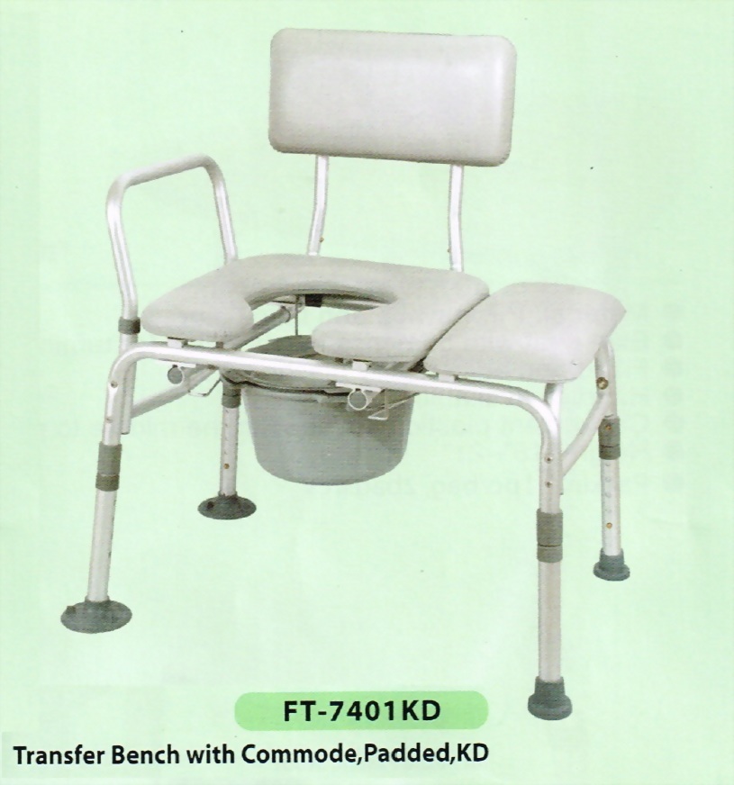 Transfer Bench with Commode, Padded, KD
