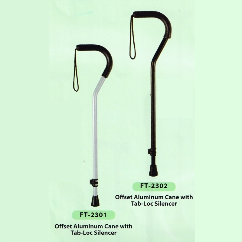 Offset Aluminum Cane with Tab-Lock Silencer