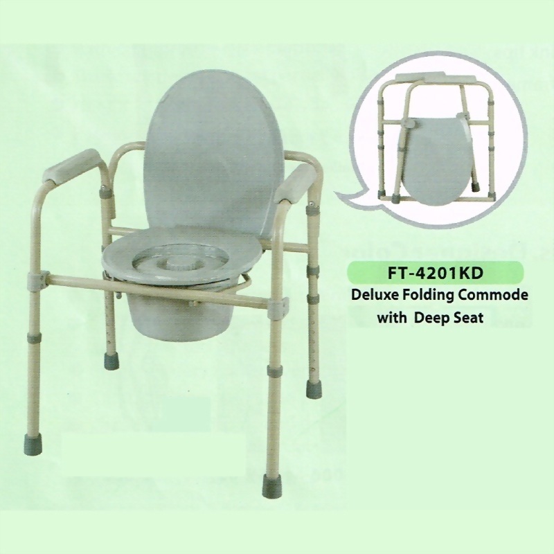 Deluxe Folding Commode with Deep Seat