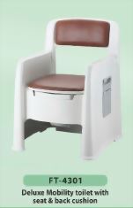 Deluxe Mobility toilet with seat & back cushion