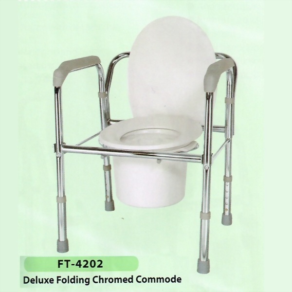Deluxe Folding Chromed Commode