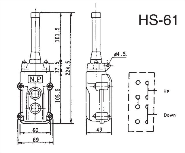 Pendant Switches Dimension HS-61