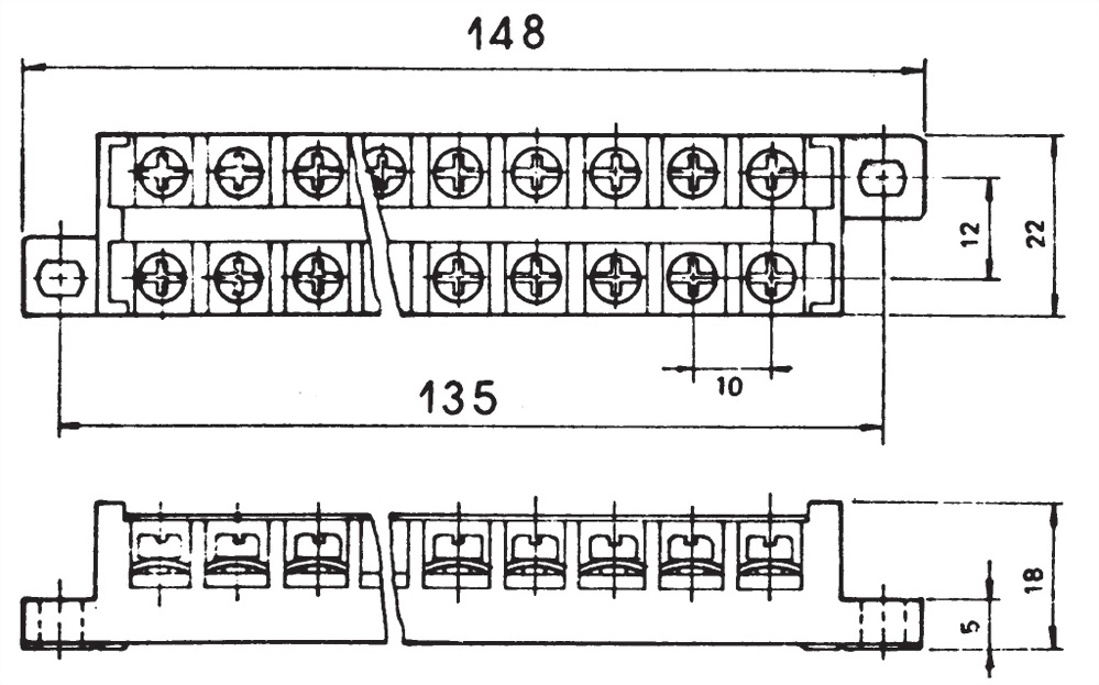 Bloques de terminales tipo barrera TB12-15