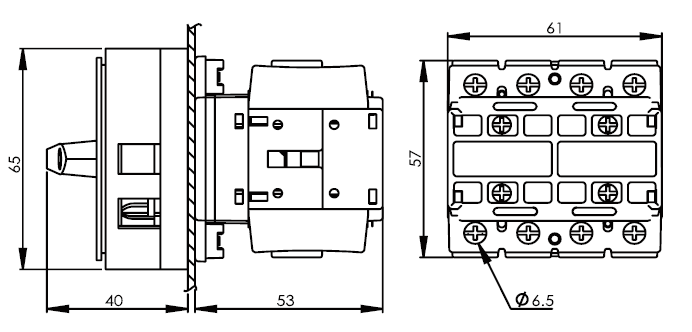 Nockenschalter für Sockelmontage 16 Ampere DS416-425-440-PR1R 2