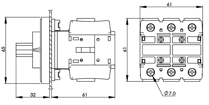 Nockenschalter für Sockelmontage 16 Ampere DS63-80-PSR 2
