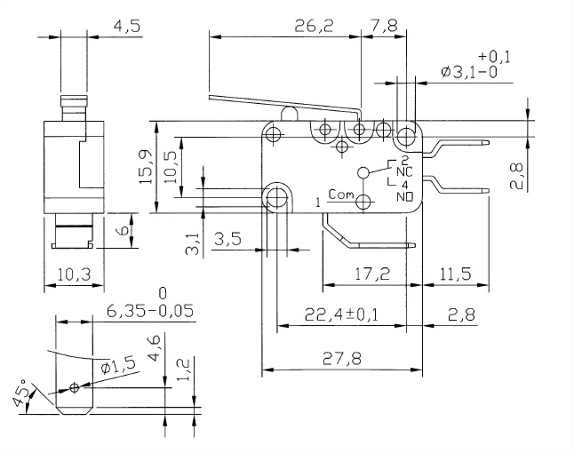 V15系列微動開關 V15-250-02 2