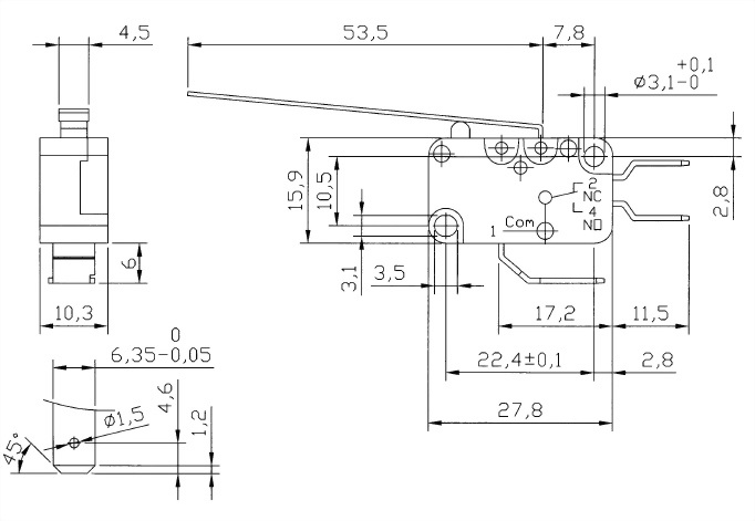 Mikroschalter der V15-Serie V15-250-03 2