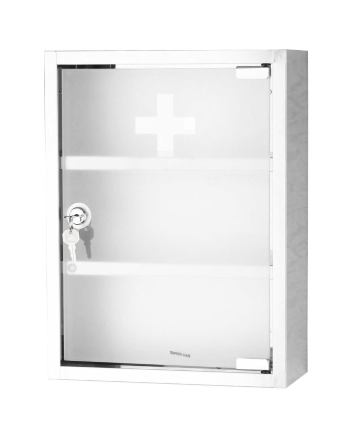 Cabinet with glass door and lock (3 shelves)
