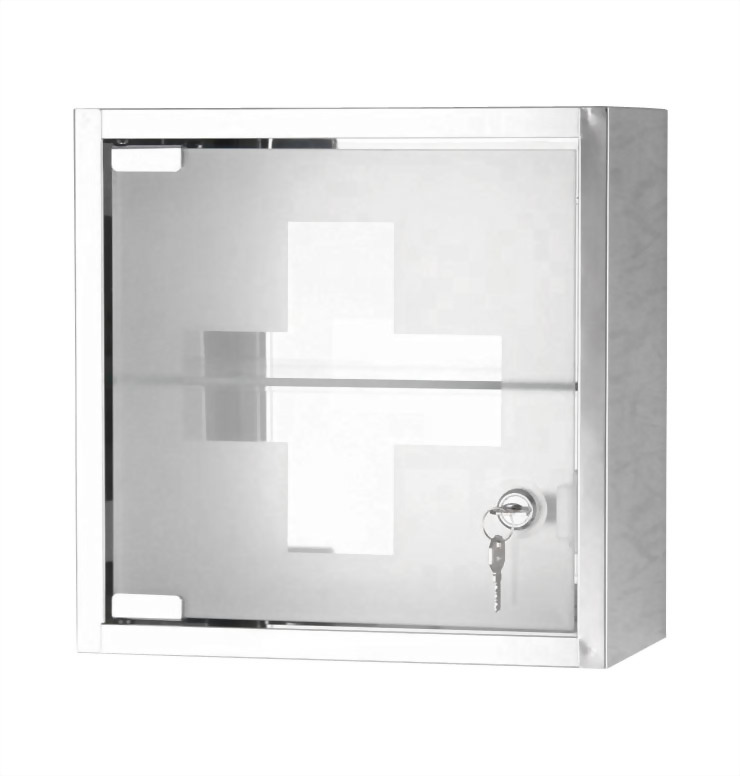 Cabinet with glass door and lock (2 shelves)