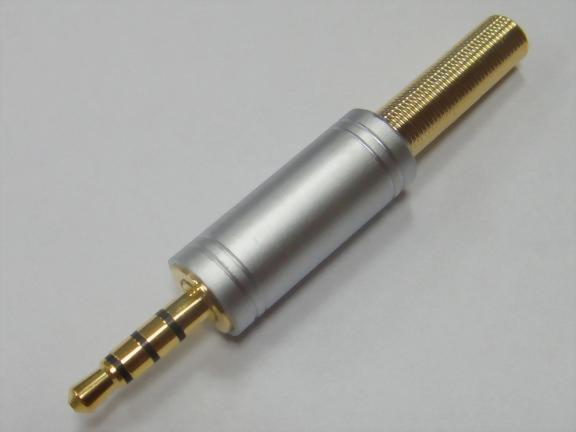 3.5mm 4P Plug, Gold & Pearl Chrome Plated. Gold Spring for 4mm Cable.