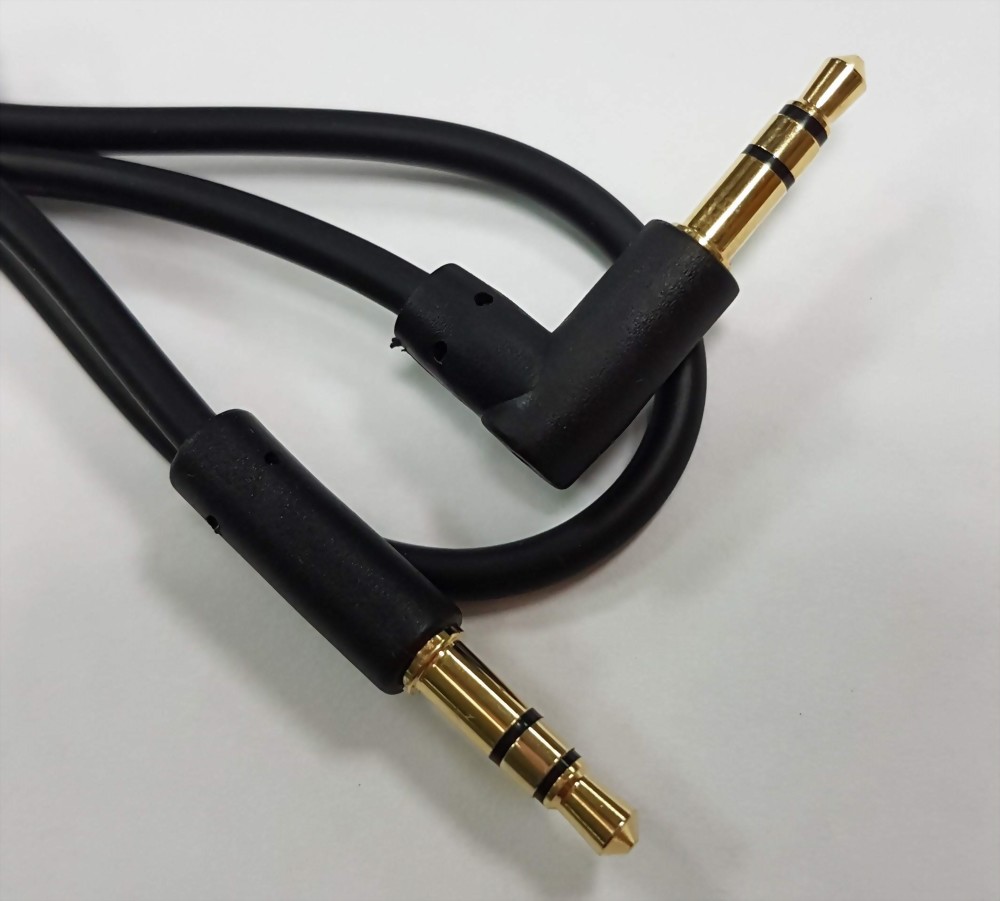3.5mm Stereo Plug Straight - 3.5mm Stereo Plug Right Angle, Slim Type