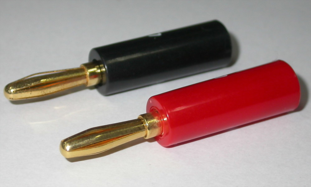BANANA PLUG WITH PLASTIC HANDLE, SCREW TYPE. COLOR: RED, BLACK
