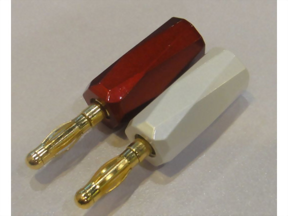 Banana Plug, Screw Type, Copper Handle. Color: Red, White