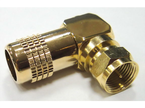 Right Angle F Plug, For 7, 8mm Cable, Gold Plated