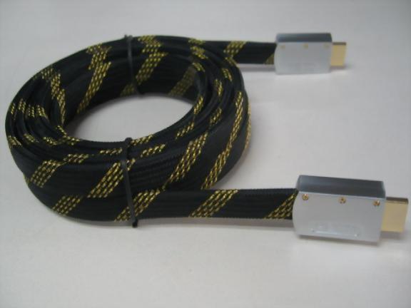 HDMI Male - HDMI Male, Metal Shell, Flat Cable With Nylon Mesh.