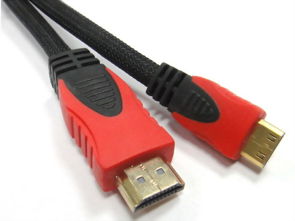 HDMI Male - Mini HDMI Male, W/sleeve (Molding：Red+Black)