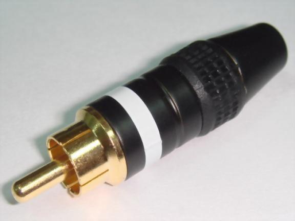 RCA PHONE PLUG, BLACK PLATED. FOR 6,8MM CABLE