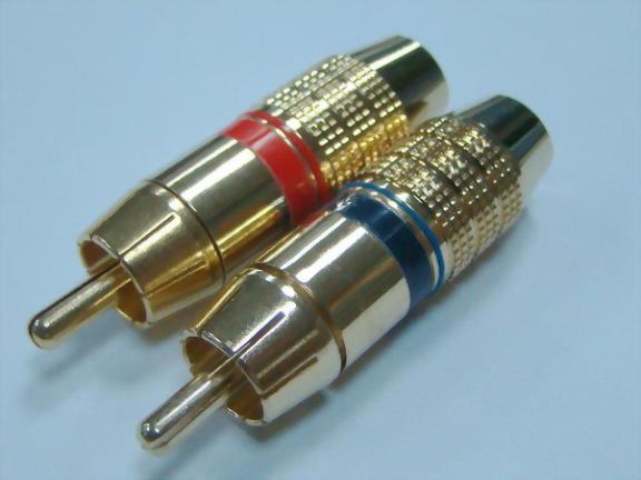 RCA Plug For 6mm Cable, Gold Plated (Red/Blue)
