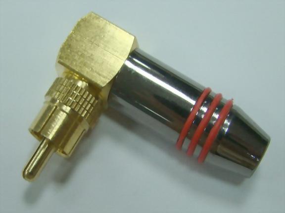 Rt. Angle RCA Phone Plug For 6mm Cable, Tin Plated-Nickel Handle.
