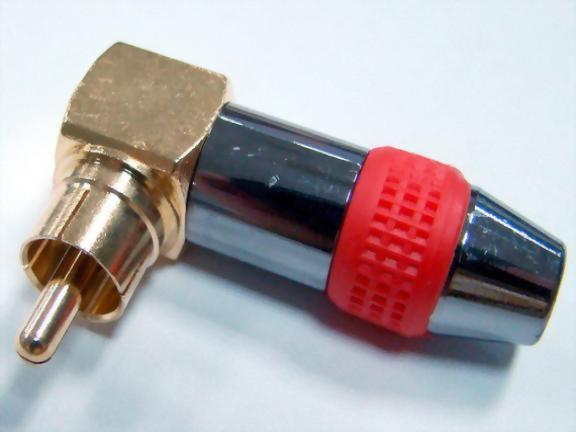 Rt. Angle RCA Phone Plug For 6mm Cable, Tin Plated-Nickel Handle.