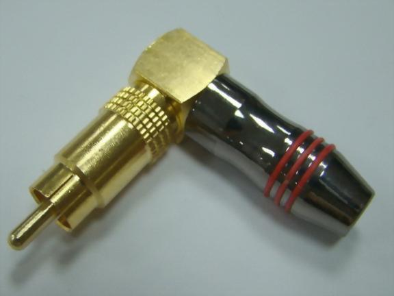 Rt. Angle RCA Phone Plug For 6mm Cable, Tin Plated-Nickel Handle.