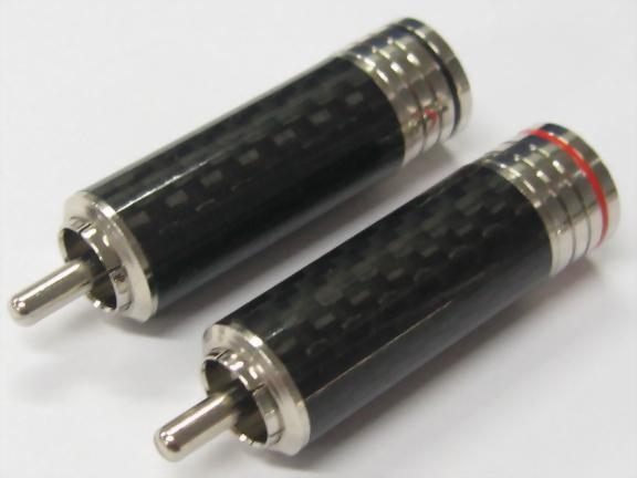 RCA Phone Plug For 6, 7mm Cable, Carbon Pipe Handle Ring: Red, White