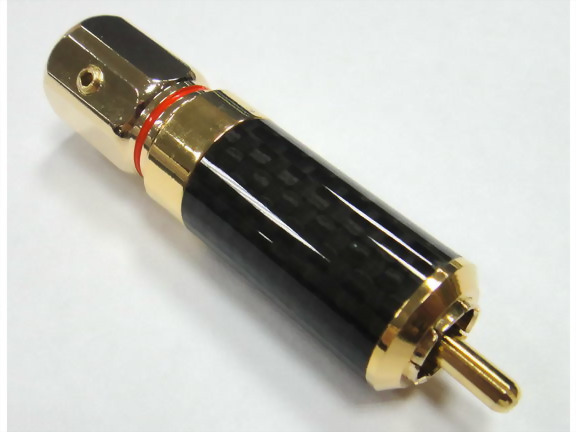 RCA Phone Plug Carbon Pipe Handle For 8,9mm Cable (Red/Black)