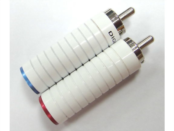 RCA Phone Plug For 7,8mm Cable, White Handle. (Red, Blue)