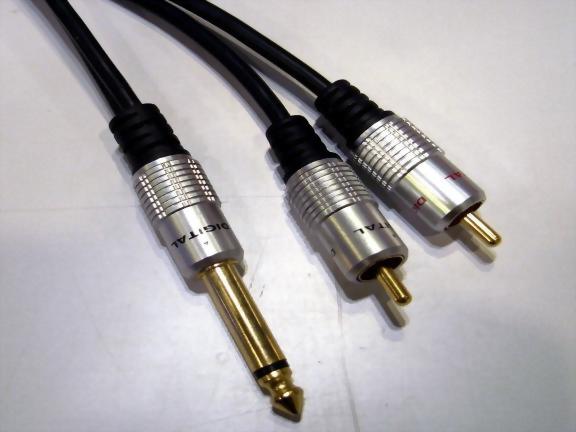 6.3mm Mono Plug to 2*RCA Plugs