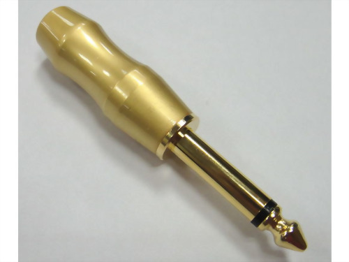 1/4" Mono Phone Plug, Pearl Gold Handle For 8mm Cable