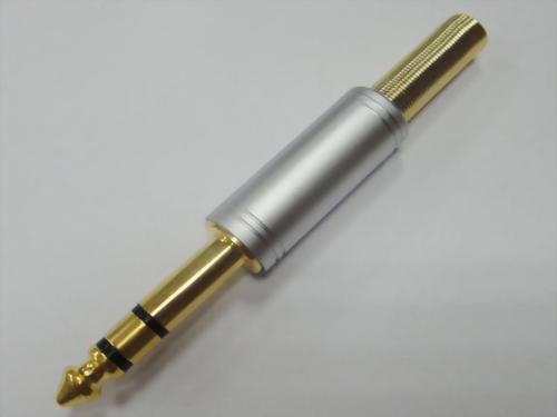 1/4" Stereo Plug, Gold & Pearl Chrome Plated For 7mm Cable
