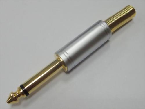 1/4" Mono Plug, Gold & Pearl Chrome Plated For 7mm Cable