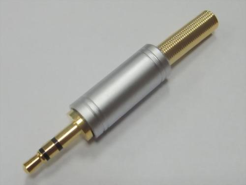 3.5mm Stereo Plug, Gold & Pearl Chrome Plated. Gold Spring for 4mm Cable.