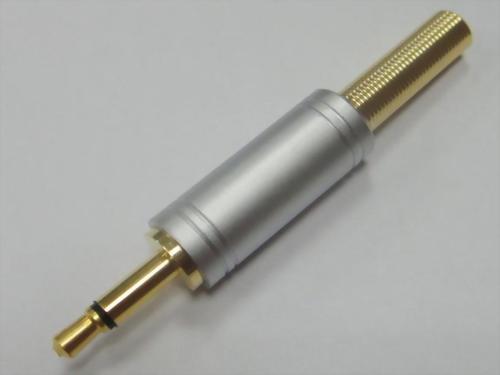 3.5mm Mono Plug, Gold & Pearl Chrome Plated. Gold Spring for 4mm Cable.
