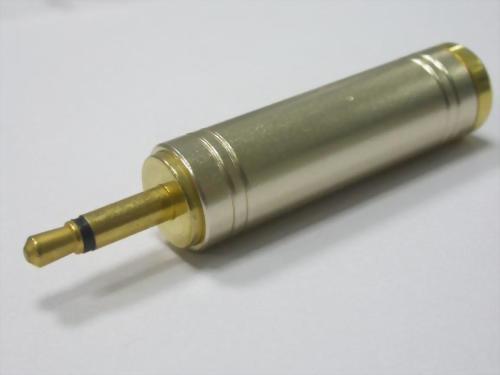3.5MM MONO PLUG TO 1/4" MONO JACK, ALUMINUM BODY