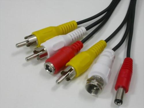 2.1MM DC PLUG+F PLUG+RCA PLUG-2.1MM DC JACK+2XRCA PLUGS