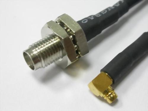 MMCX RT. ANGLE MALE CRIMP-SMA FEMALE BULKHEAD CRIMP