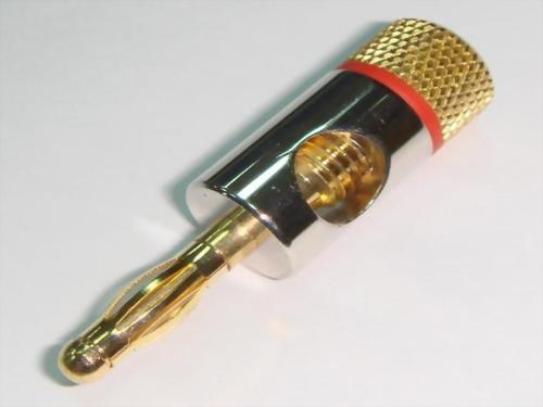 Banana Plugs, Pale Chrome Plated Ring: Red, Black