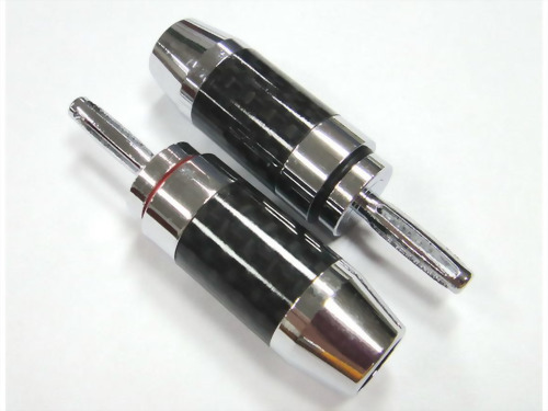 Banana Plug, Carbon Pipe Handle. For 8mm Cable (Red/Black)